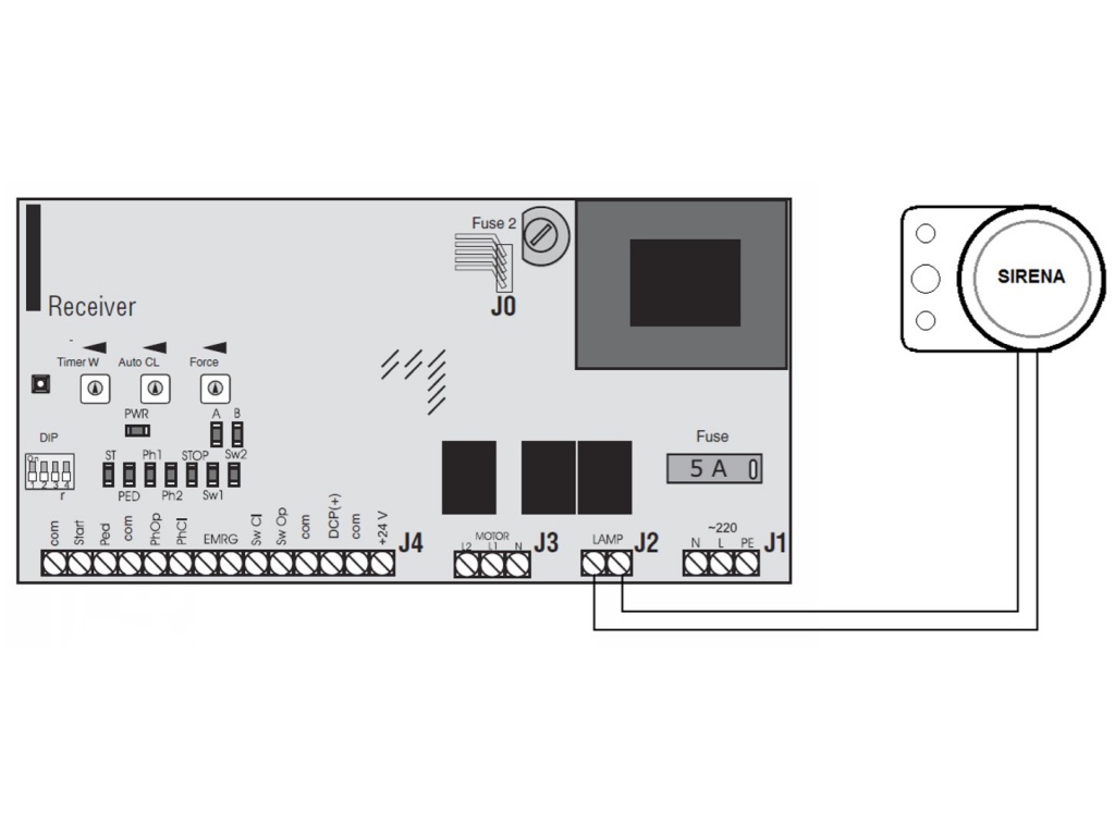 ПРИМЕР ПОДКЛЮЧЕНИЯ УСТРОЙСТВА SIRENA К ПЛАТЕ УПРАВЛЕНИЯ PCB-SL
