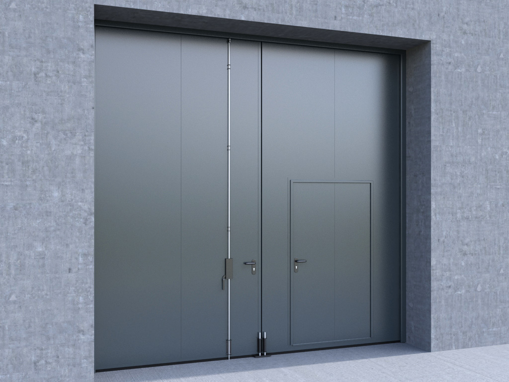 hinged_garage_doors_in_steel_frame_with_sandwich_panel