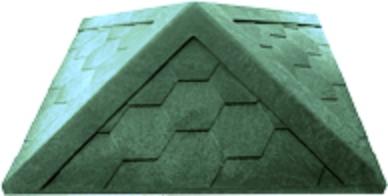 Колпак для забора полимерно-песчаный (зелёный) на столб в 1